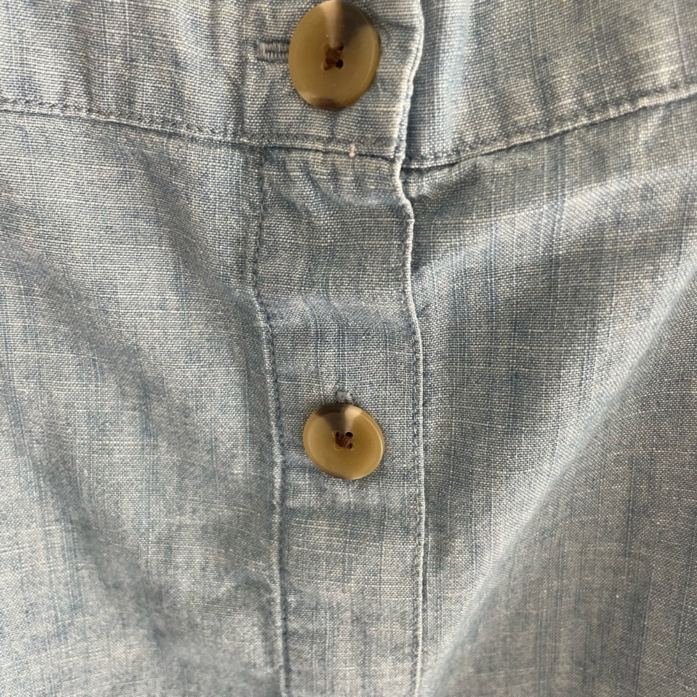 Light Blue Ruffle Strap Button-Down Top - Picture 5 of 6